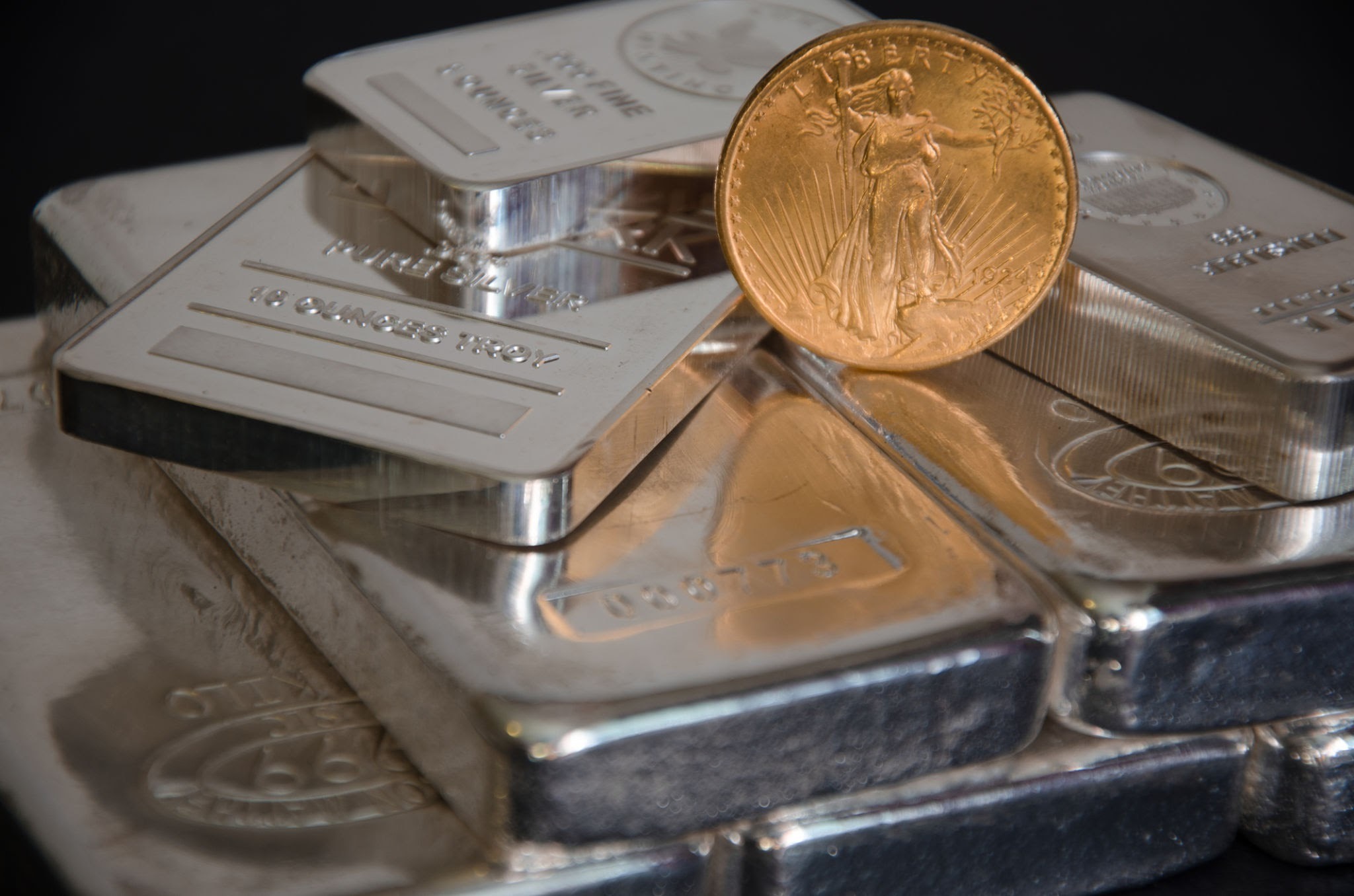 Stacked fine silver bullion bars ready for valuation